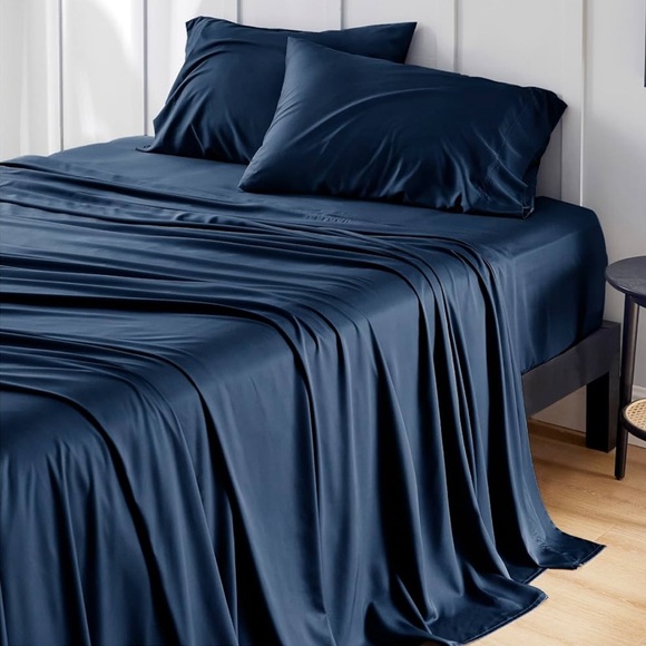 Navy Bedsure Bamboo Twin Sheet Set - Picture 1 of 3